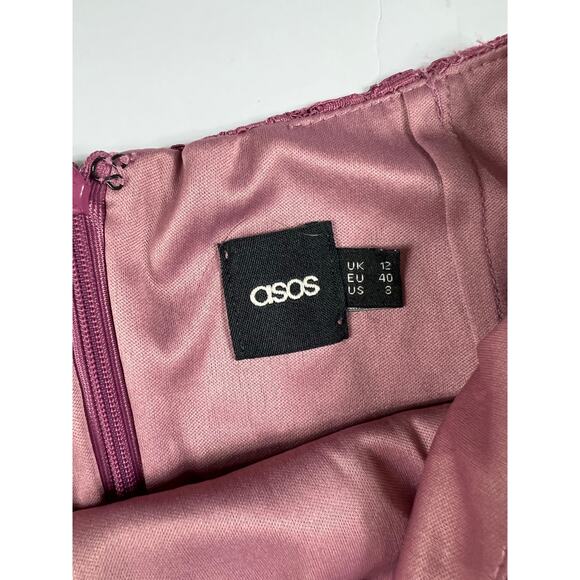 ASOS Lace Crochet Pencil Skirt Pink Purple size 8 - Picture 8 of 11